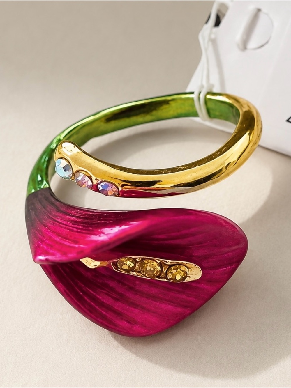 BETSEY JOHNSON Magenta Pink Calla Lily Wrap Ring sz 7.5 NWT